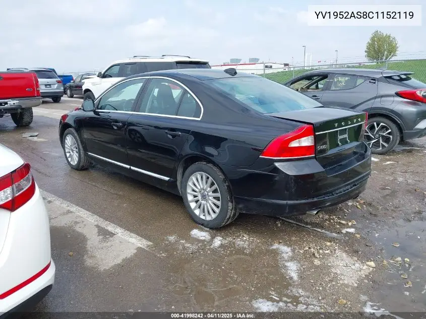 2012 Volvo S80 3.2 Premier Plus VIN: YV1952AS8C1152119 Lot: 41998242