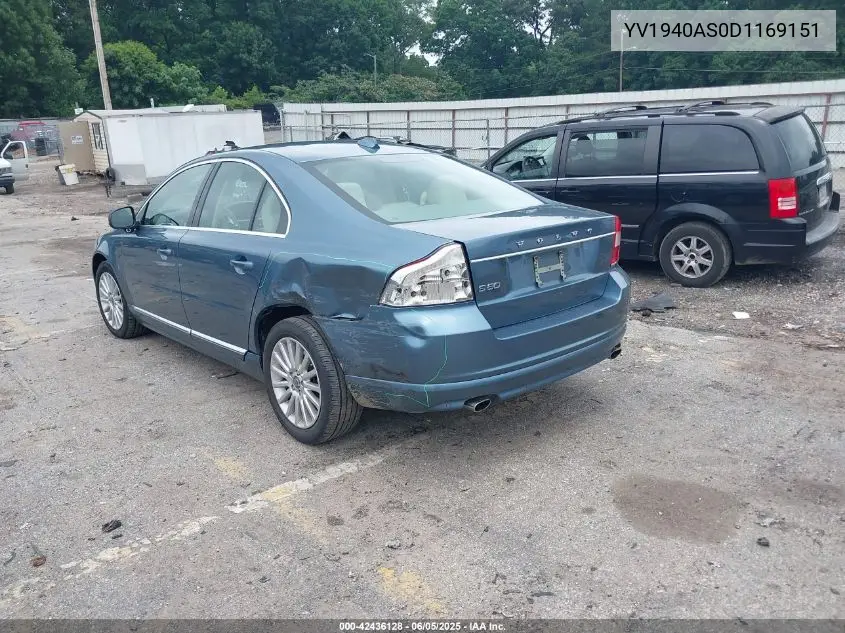 2013 Volvo S80 3.2/3.2 Platinum/3.2 Premier Plus VIN: YV1940AS0D1169151 Lot: 42436128