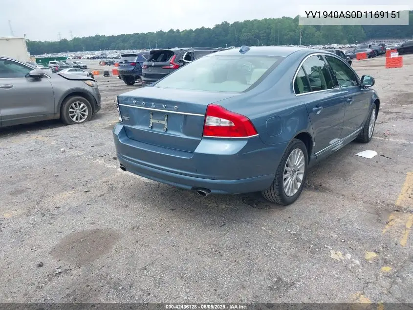 2013 Volvo S80 3.2/3.2 Platinum/3.2 Premier Plus VIN: YV1940AS0D1169151 Lot: 42436128