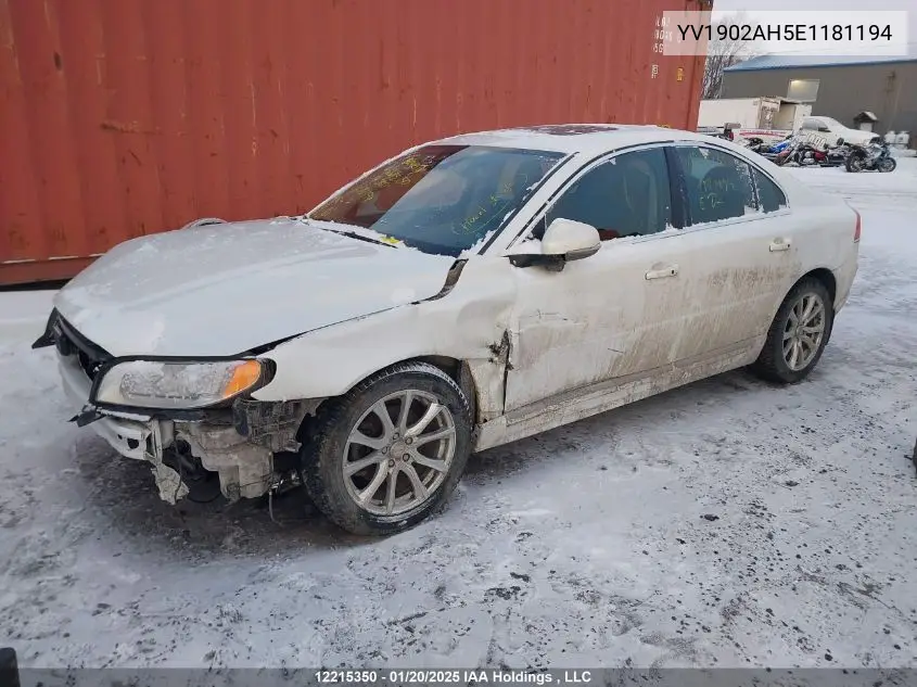2014 Volvo S80 T6 VIN: YV1902AH5E1181194 Lot: 12215350