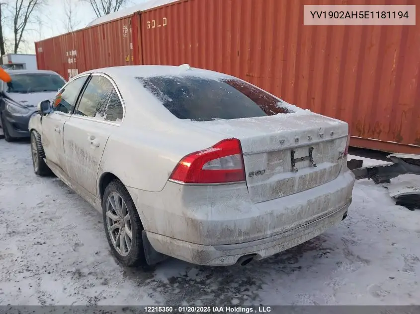 2014 Volvo S80 T6 VIN: YV1902AH5E1181194 Lot: 12215350