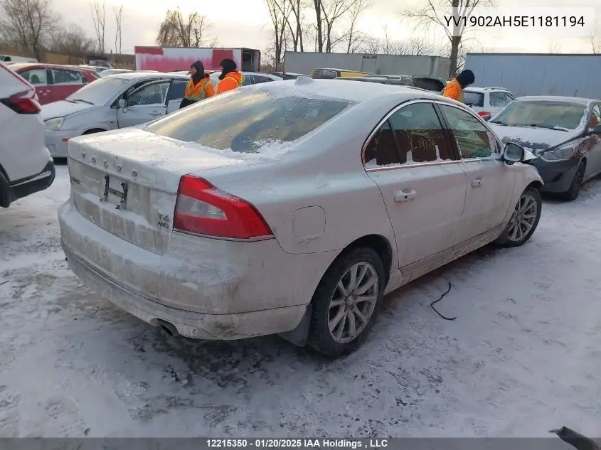 2014 Volvo S80 T6 VIN: YV1902AH5E1181194 Lot: 12215350
