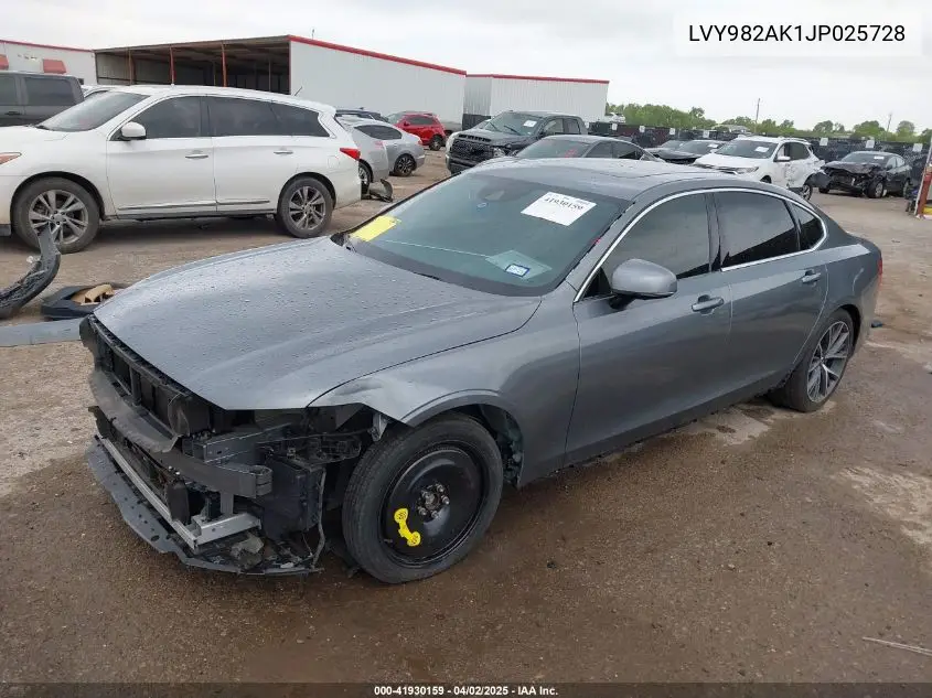 2018 Volvo S90 T5 Momentum VIN: LVY982AK1JP025728 Lot: 41930159