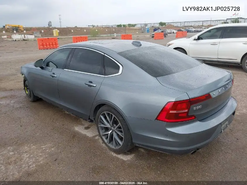 2018 Volvo S90 T5 Momentum VIN: LVY982AK1JP025728 Lot: 41930159