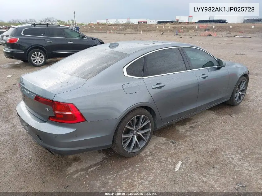 2018 Volvo S90 T5 Momentum VIN: LVY982AK1JP025728 Lot: 41930159