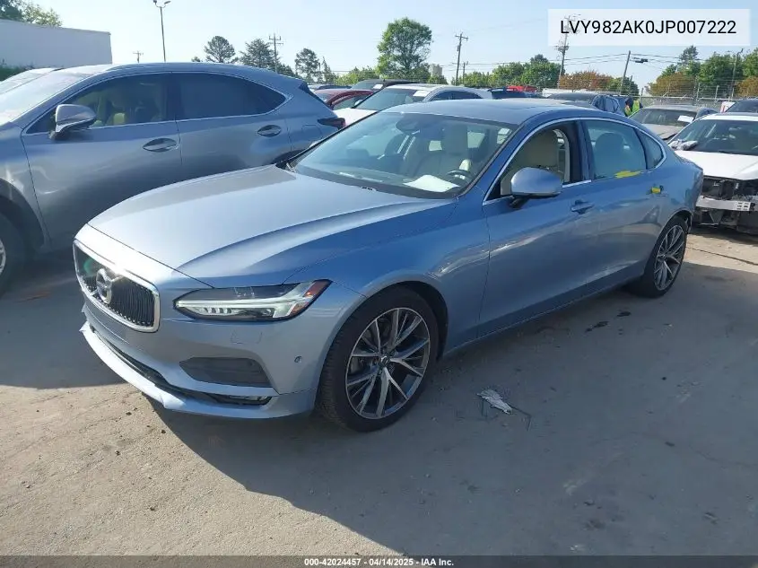 2018 Volvo S90 T5 Momentum VIN: LVY982AK0JP007222 Lot: 42024457