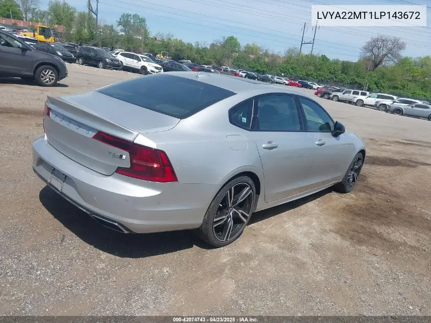 2020 Volvo S90 T6 R-Design VIN: LVYA22MT1LP143672 Lot: 42074743