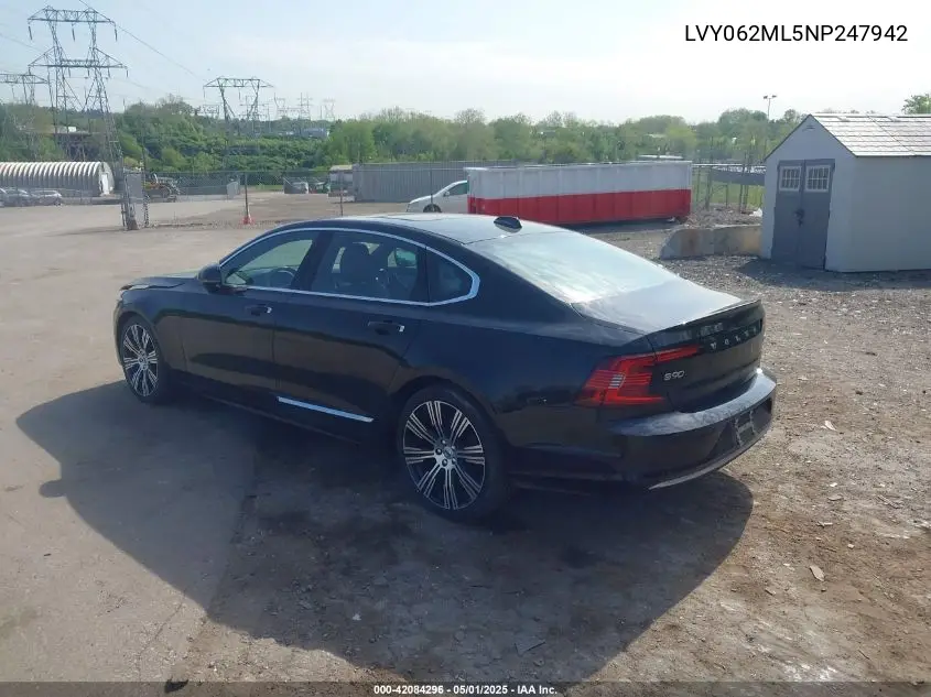 2022 Volvo S90 B6 Inscription VIN: LVY062ML5NP247942 Lot: 42084296