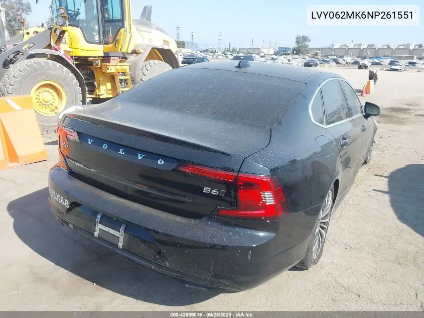 2022 Volvo S90 B6 Momentum VIN: LVY062MK6NP261551 Lot: 42599016