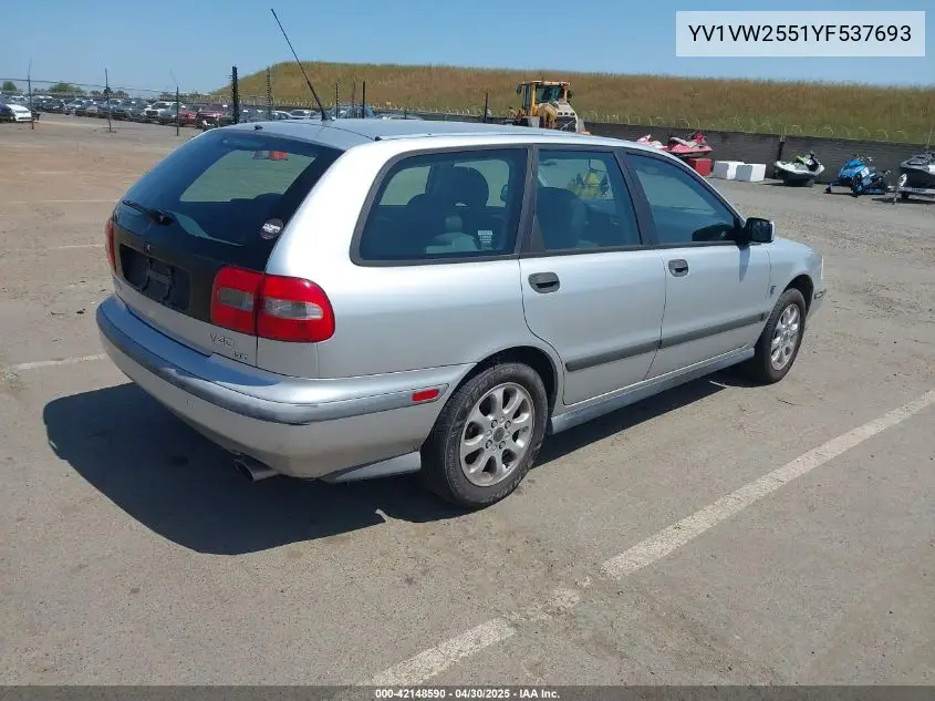 2000 Volvo V40 A/As VIN: YV1VW2551YF537693 Lot: 42148590