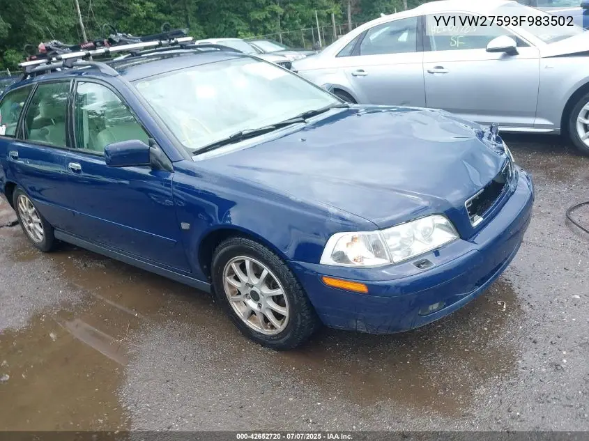 2003 Volvo V40 A VIN: YV1VW27593F983502 Lot: 42652720