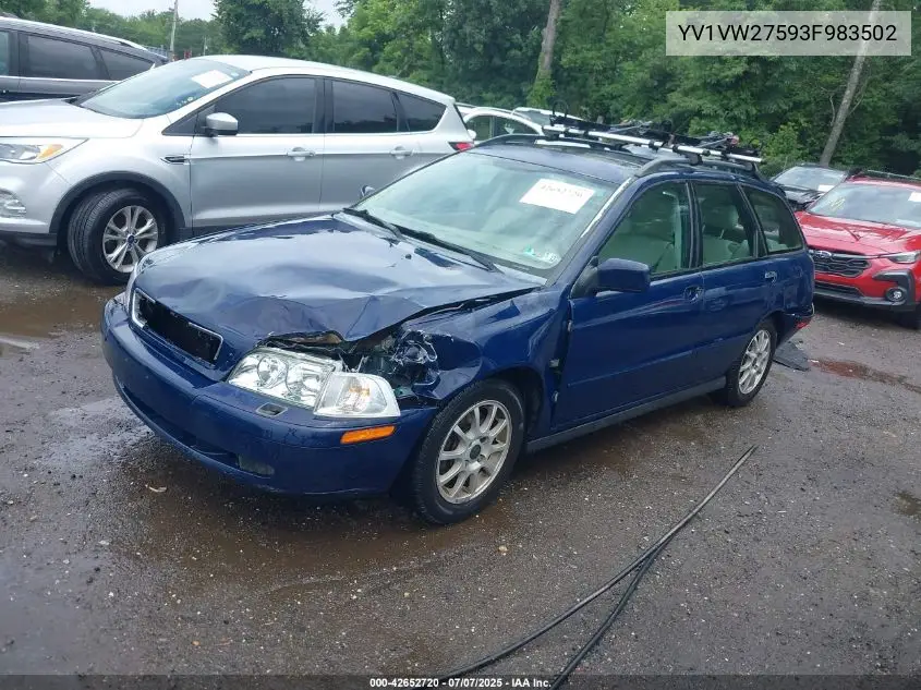 2003 Volvo V40 A VIN: YV1VW27593F983502 Lot: 42652720