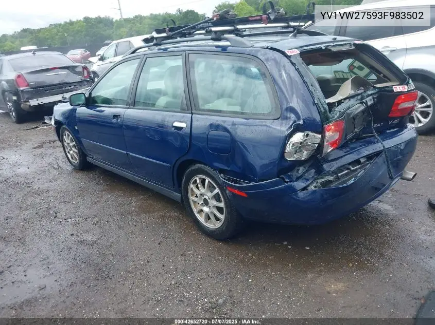 2003 Volvo V40 A VIN: YV1VW27593F983502 Lot: 42652720