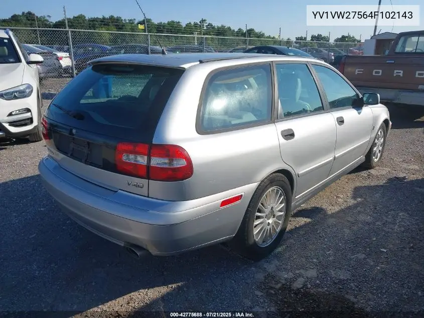 2004 Volvo V40 A/Lse VIN: YV1VW27564F102143 Lot: 42775688