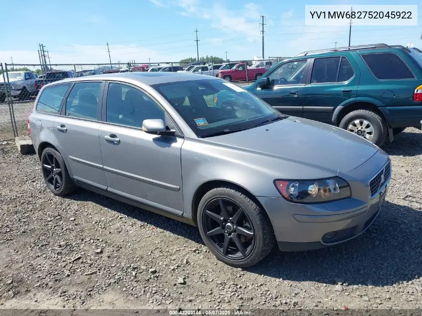 2005 Volvo V50 T5 VIN: YV1MW682752045922 Lot: 42203146
