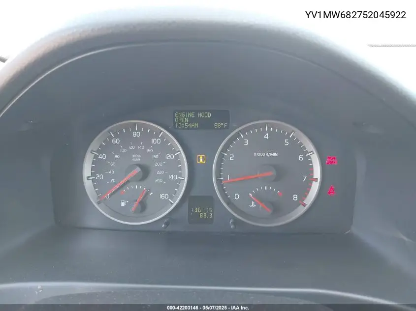 2005 Volvo V50 T5 VIN: YV1MW682752045922 Lot: 42203146