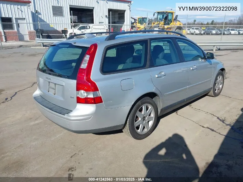 2007 Volvo V50 2.4I VIN: YV1MW390072322098 Lot: 41242563