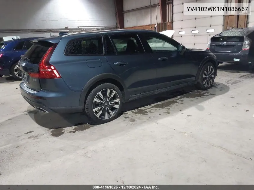 2022 Volvo V60 Cross Country T5 VIN: YV4102WK1N1086667 Lot: 41161025