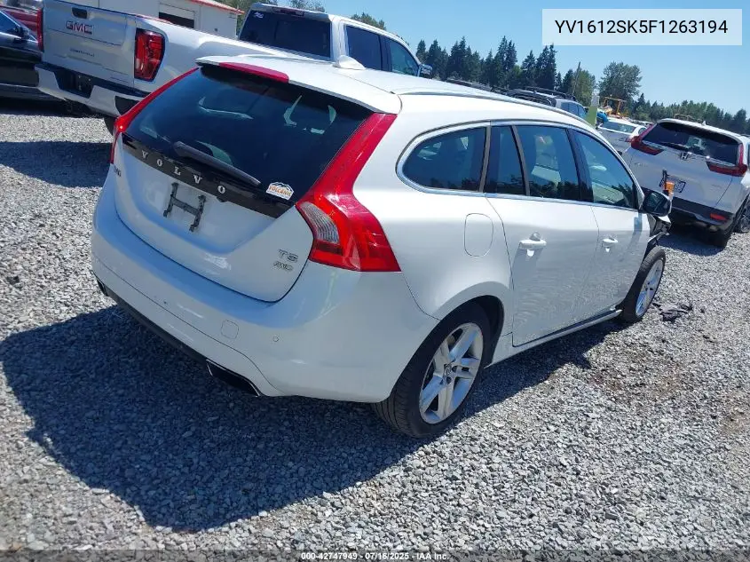 2015 Volvo V60 T5 Premier VIN: YV1612SK5F1263194 Lot: 42747949