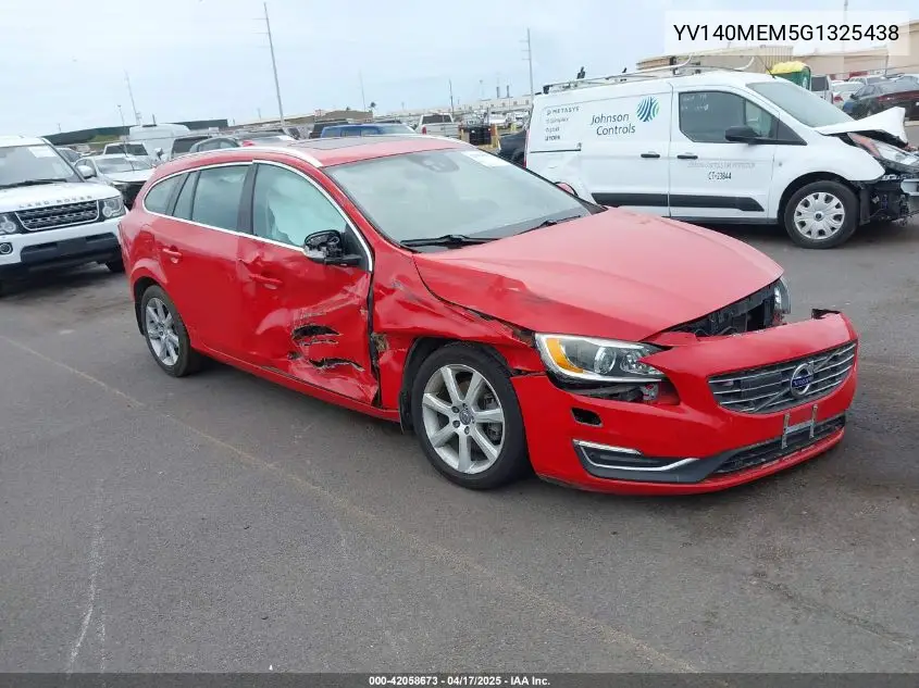2016 Volvo V60 T5 Drive-E Platinum VIN: YV140MEM5G1325438 Lot: 42058673