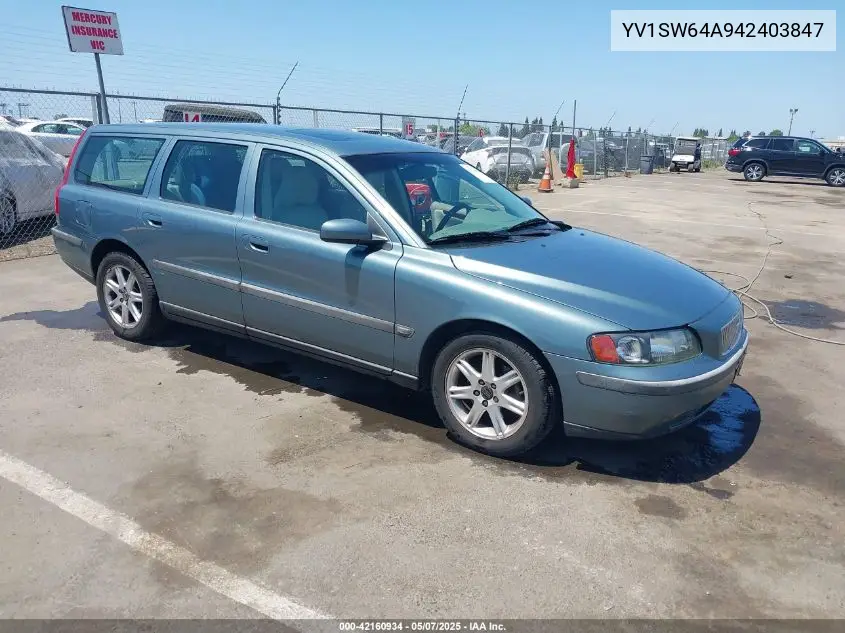 2004 Volvo V70 2.4 VIN: YV1SW64A942403847 Lot: 42160934