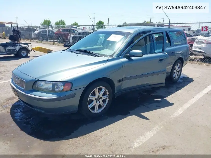 2004 Volvo V70 2.4 VIN: YV1SW64A942403847 Lot: 42160934
