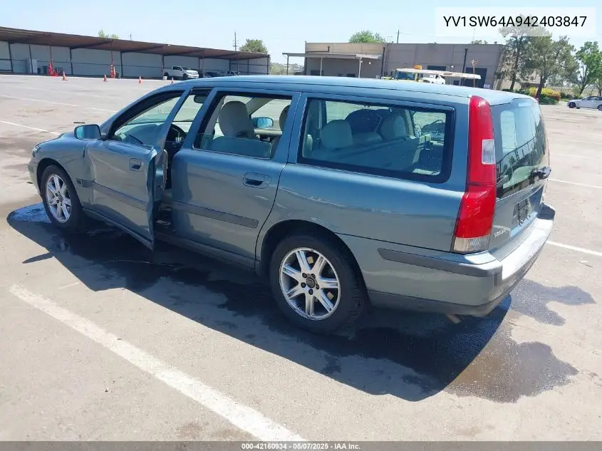 2004 Volvo V70 2.4 VIN: YV1SW64A942403847 Lot: 42160934