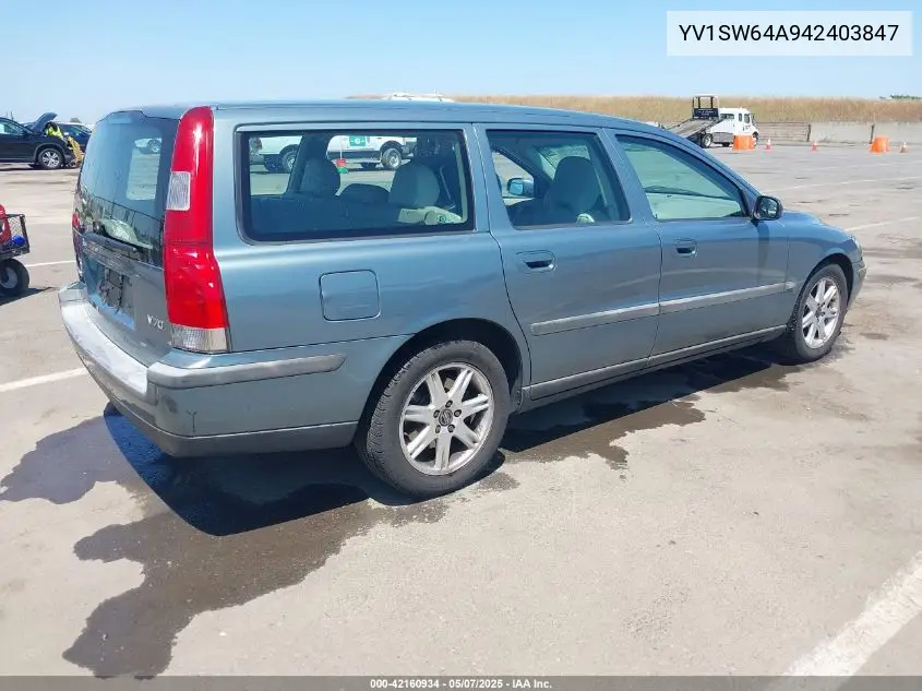 2004 Volvo V70 2.4 VIN: YV1SW64A942403847 Lot: 42160934