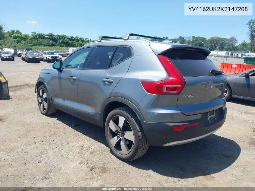 2019 Volvo Xc40 T5 Momentum VIN: YV4162UK2K2147208 Lot: 42481023
