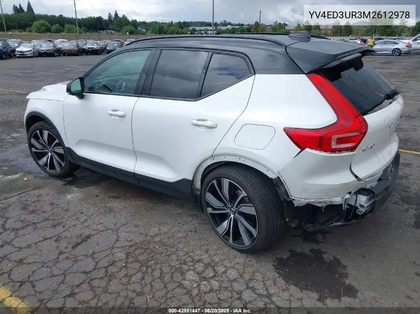 2021 Volvo Xc40 Recharge Pure Electric P8 VIN: YV4ED3UR3M2612978 Lot: 42551447
