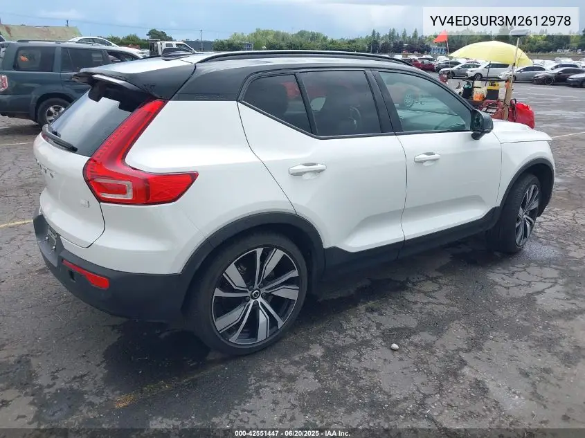 2021 Volvo Xc40 Recharge Pure Electric P8 VIN: YV4ED3UR3M2612978 Lot: 42551447