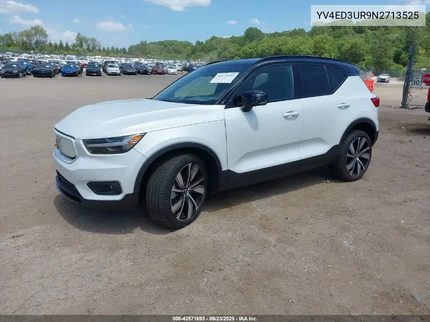 2022 Volvo Xc40 Recharge Pure Electric P8 Twin Plus VIN: YV4ED3UR9N2713525 Lot: 42571693