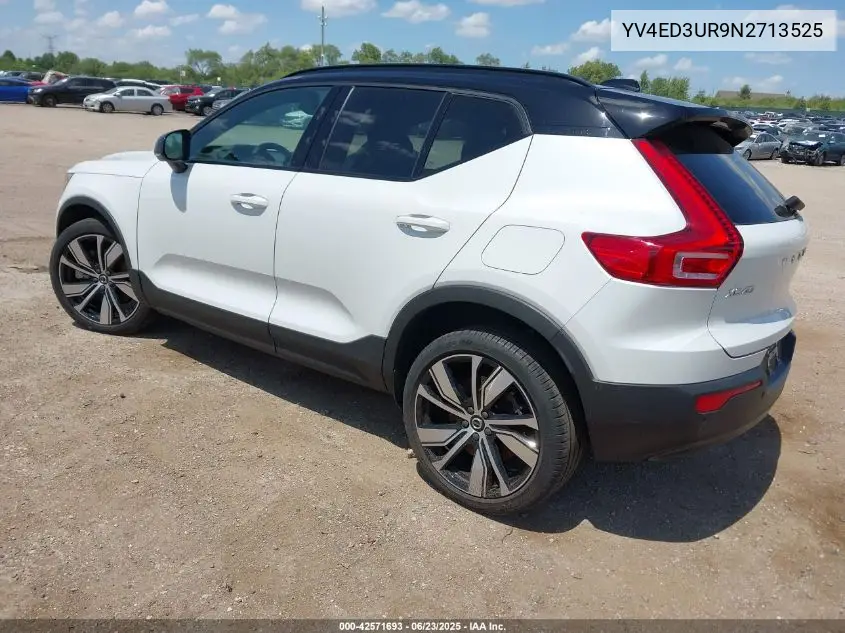 2022 Volvo Xc40 Recharge Pure Electric P8 Twin Plus VIN: YV4ED3UR9N2713525 Lot: 42571693