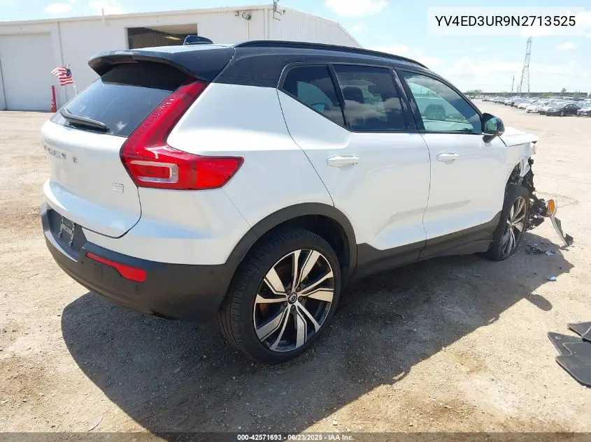 2022 Volvo Xc40 Recharge Pure Electric P8 Twin Plus VIN: YV4ED3UR9N2713525 Lot: 42571693