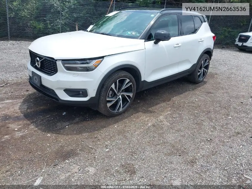 2022 Volvo Xc40 T5 R-Design VIN: YV4162UM5N2663536 Lot: 42647311