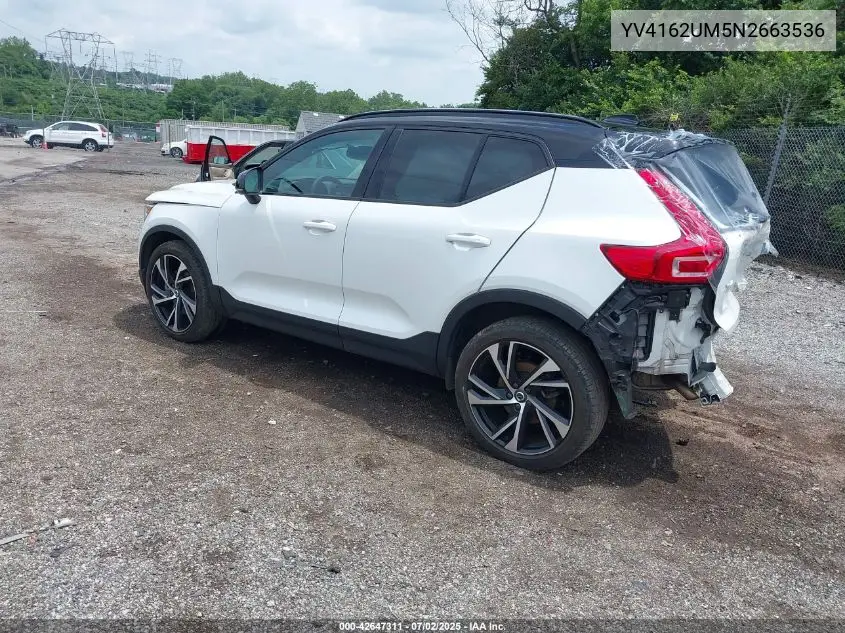 2022 Volvo Xc40 T5 R-Design VIN: YV4162UM5N2663536 Lot: 42647311