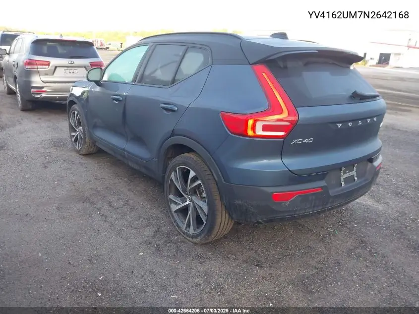 2022 Volvo Xc40 T5 R-Design VIN: YV4162UM7N2642168 Lot: 42664206