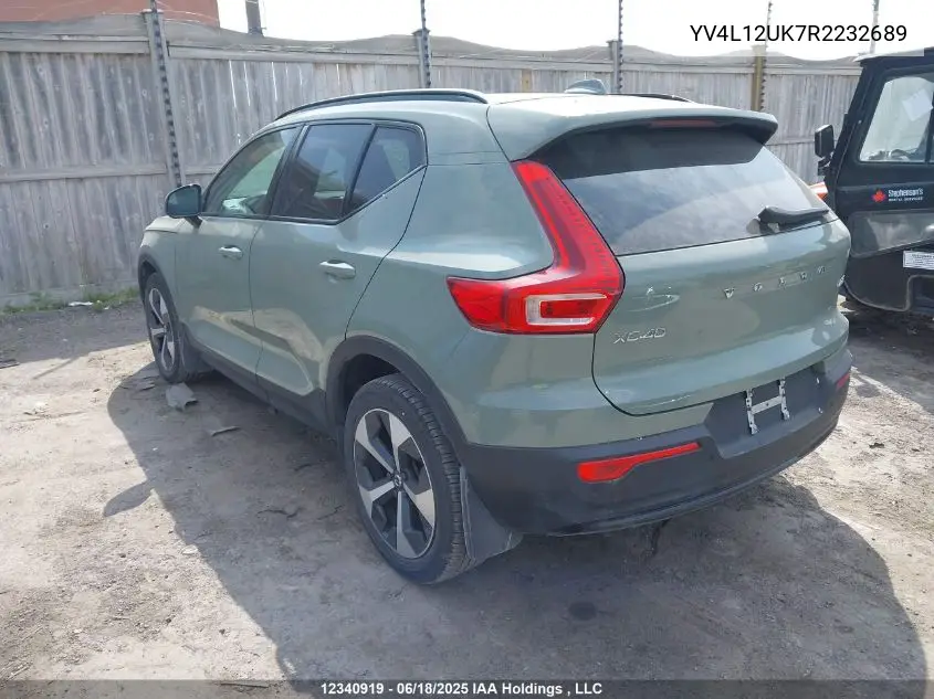2024 Volvo Xc40 Core VIN: YV4L12UK7R2232689 Lot: 12340919