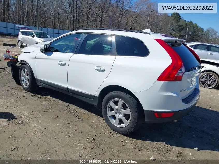 2012 Volvo Xc60 3.2 Premier VIN: YV4952DLXC2292822 Lot: 41586352