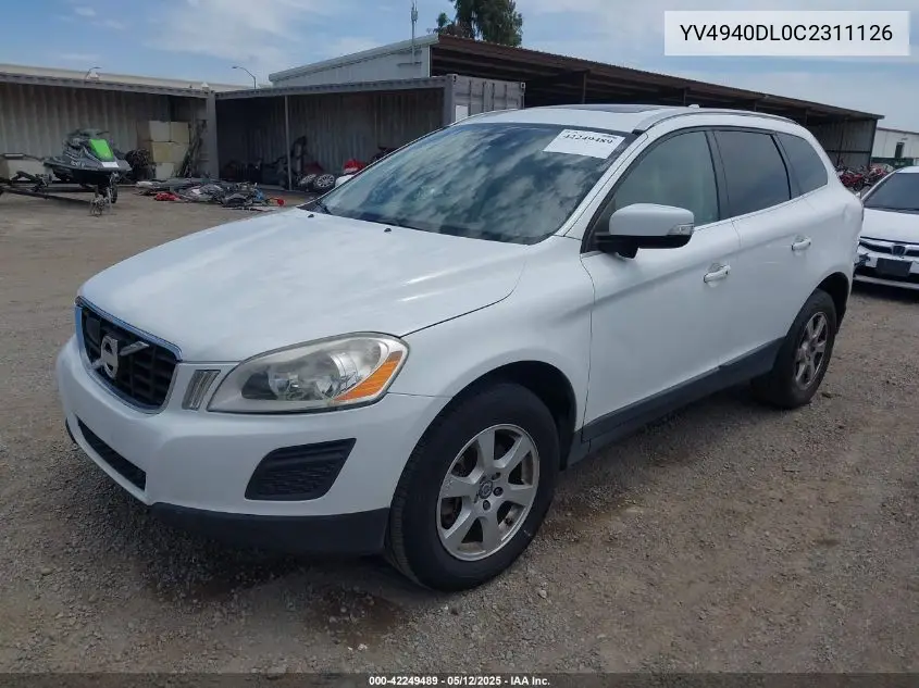 2012 Volvo Xc60 3.2/3.2 Platinum/3.2 Premier/3.2 Premier Plus VIN: YV4940DL0C2311126 Lot: 42249489
