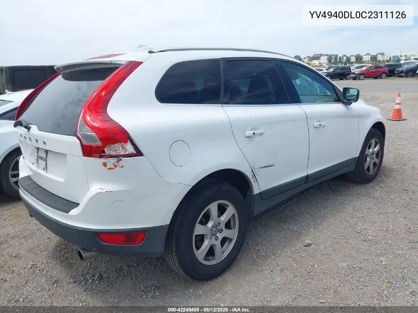 2012 Volvo Xc60 3.2/3.2 Platinum/3.2 Premier/3.2 Premier Plus VIN: YV4940DL0C2311126 Lot: 42249489