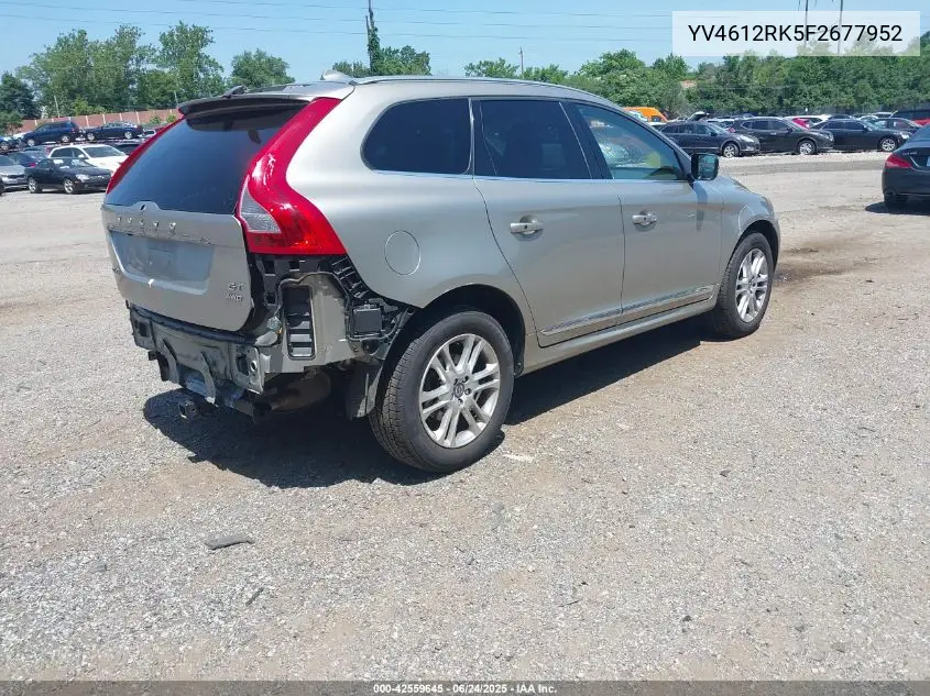 2015 Volvo Xc60 T5/T5 Premier VIN: YV4612RK5F2677952 Lot: 42559645