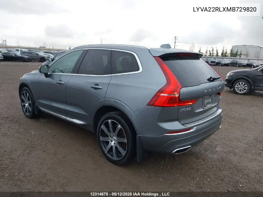 2021 Volvo Xc60 VIN: LYVA22RLXMB729820 Lot: 12314675