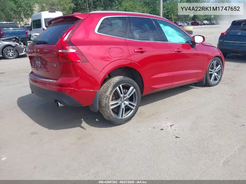 2021 Volvo Xc60 T6 Momentum VIN: YV4A22RK1M1747652 Lot: 42567282