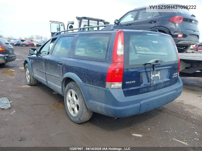 2003 Volvo Xc70 A VIN: YV1SZ59H431098222 Lot: 12287987