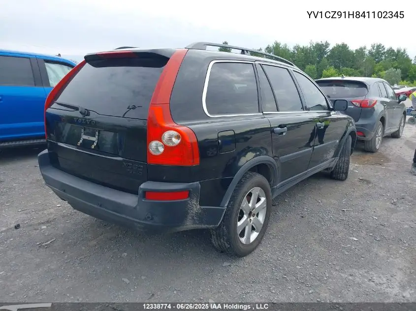 2004 Volvo Xc90 T6 VIN: YV1CZ91H841102345 Lot: 12338774