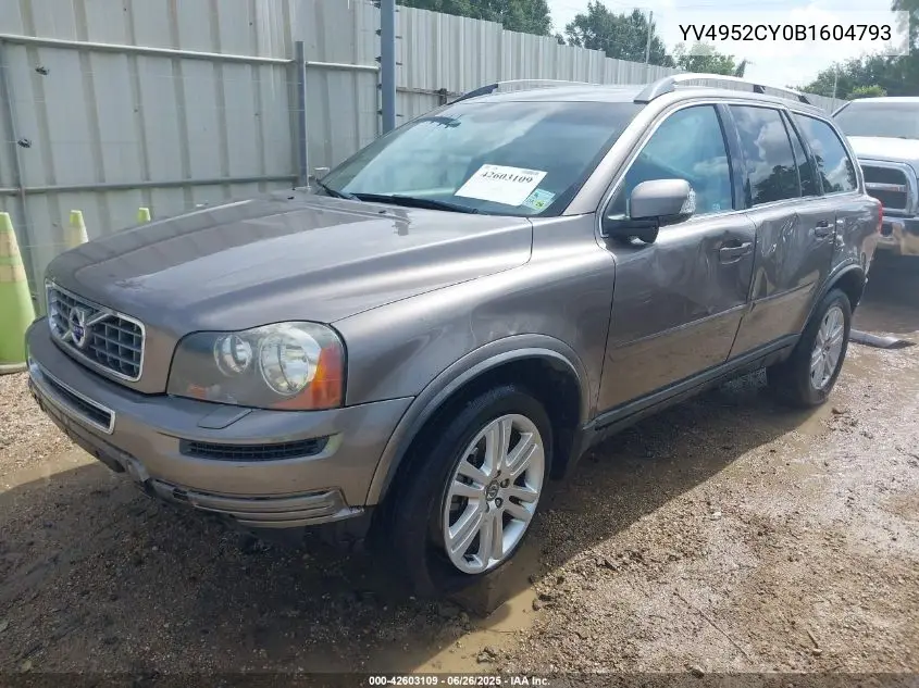 2011 Volvo Xc90 3.2 VIN: YV4952CY0B1604793 Lot: 42603109