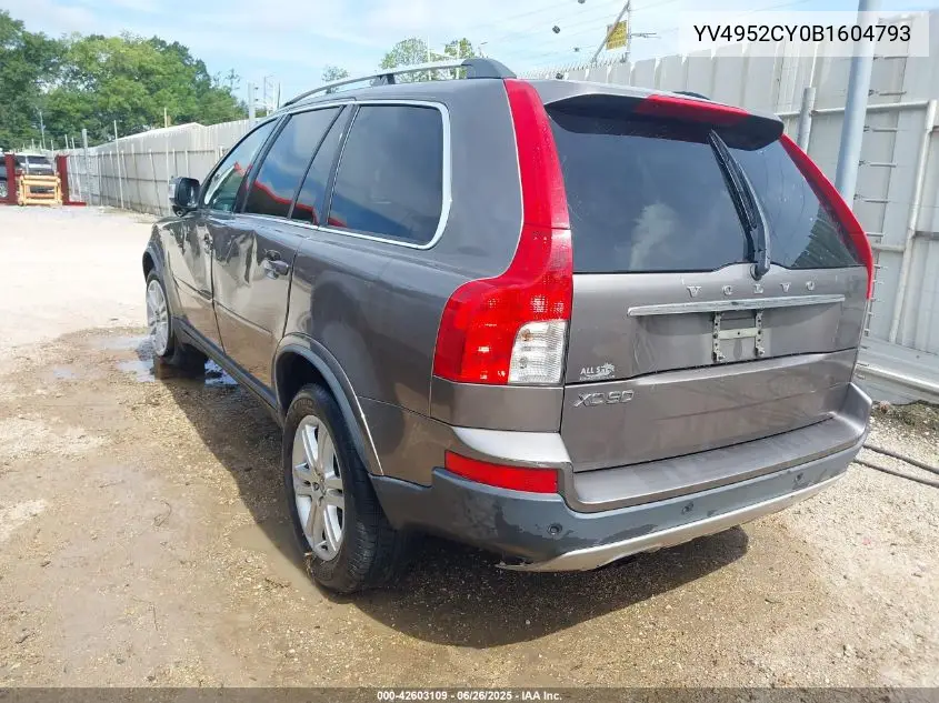 2011 Volvo Xc90 3.2 VIN: YV4952CY0B1604793 Lot: 42603109