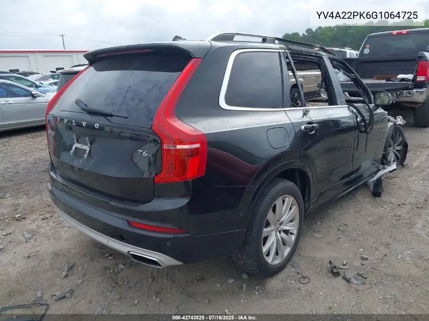 2016 Volvo Xc90 T6 Momentum VIN: YV4A22PK6G1064725 Lot: 42743529