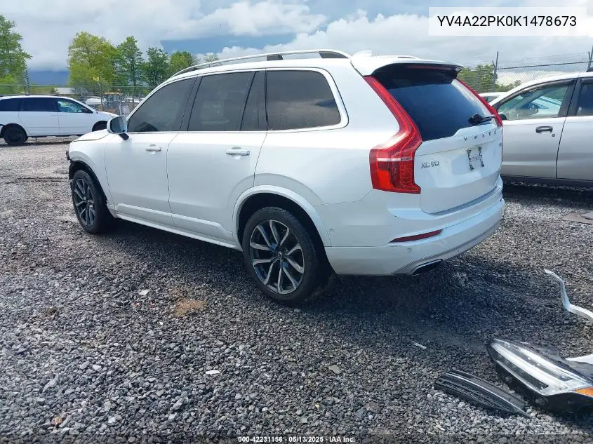 2019 Volvo Xc90 T6 Momentum VIN: YV4A22PK0K1478673 Lot: 42231156